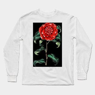 Painting, red rose, Crimson camellia flower,the roses red Long Sleeve T-Shirt